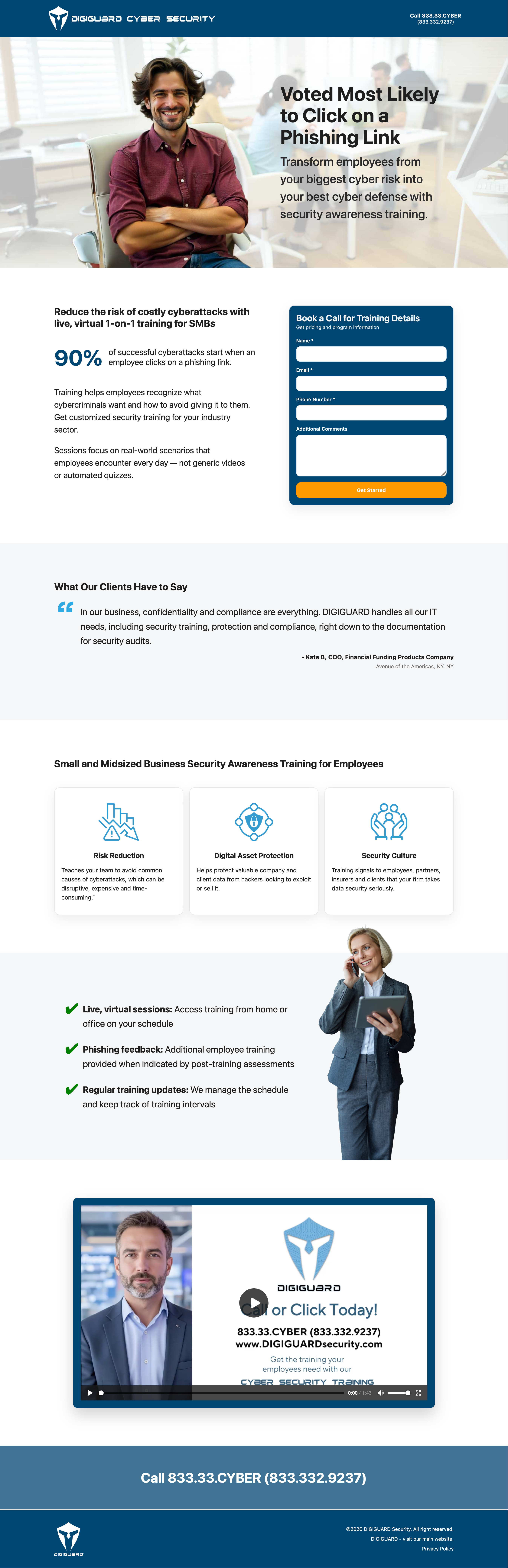 Digiguard phishing training landing page